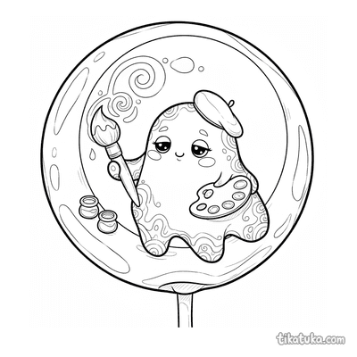 Amoeba Painter on Lollipop Canvas