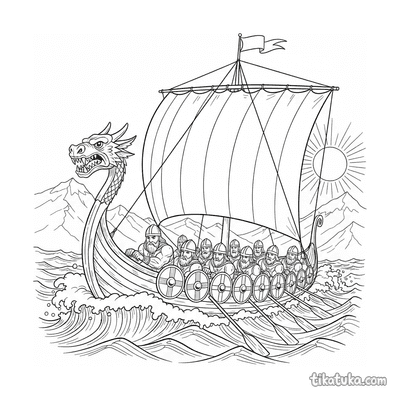 Viking Longship on Choppy Sea