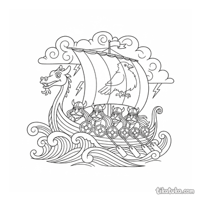 Viking Longship in Stormy Sea