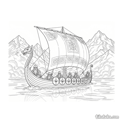 Viking Longship in the Fjord