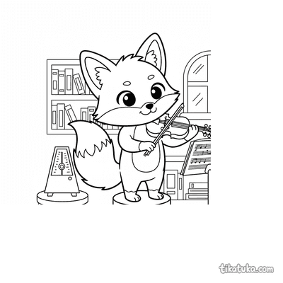 Fox Violinist in Music Room
