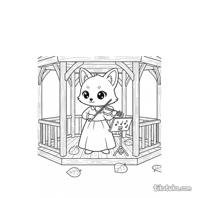 Fox Violinist in Park Gazebo