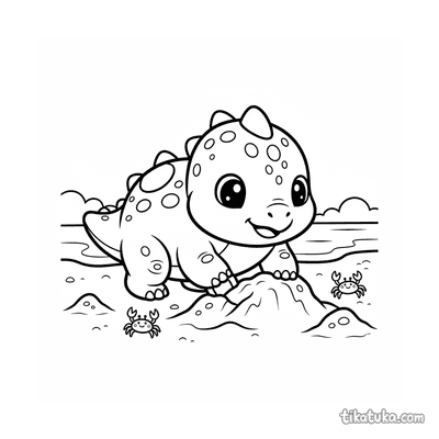 Baby Ankylosaurus on the Beach