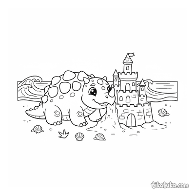 Ankylosaurus Building a Sandcastle