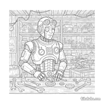 Steampunk Robot in Storeroom