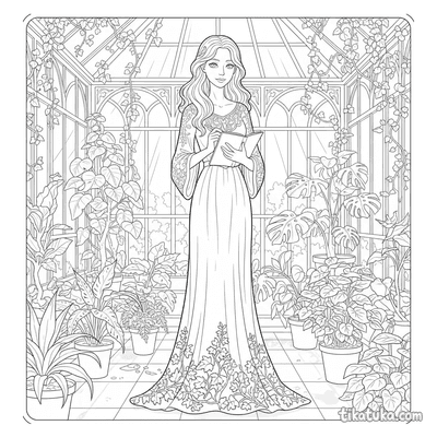 Art Nouveau Gown with Ivy Embroidery