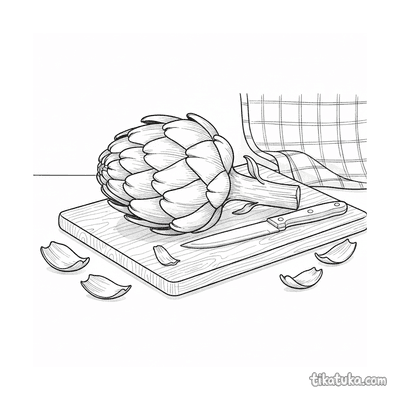 Artichoke on a Cutting Board