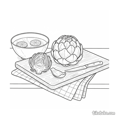 Artichoke on Cutting Board