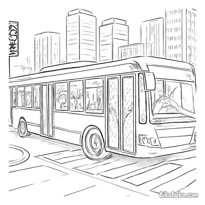 Articulated Bus Making a Turn