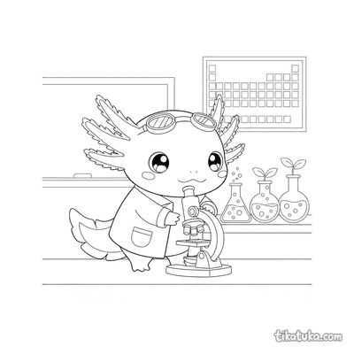 Axolotl Scientist at Microscope