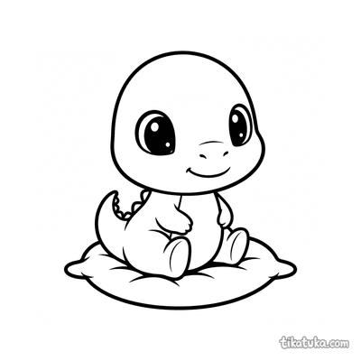 Baby Dinosaur Sitting on Cushion