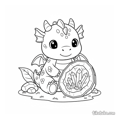 Baby Dragon Guarding a Geode