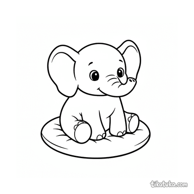 Baby Elephant Plush on Pillow