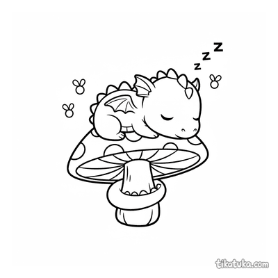 Baby Forest Dragon on Mushroom