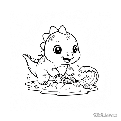 Baby Stegosaurus Digging for Shells