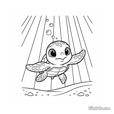 Baby Turtle Swimming to the Surface