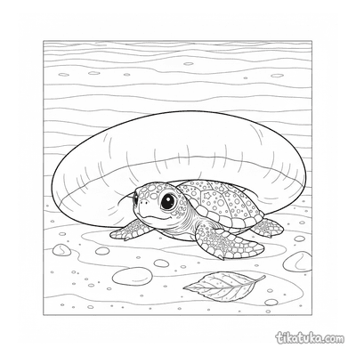 Baby Turtle Hiding Under Pool Ring