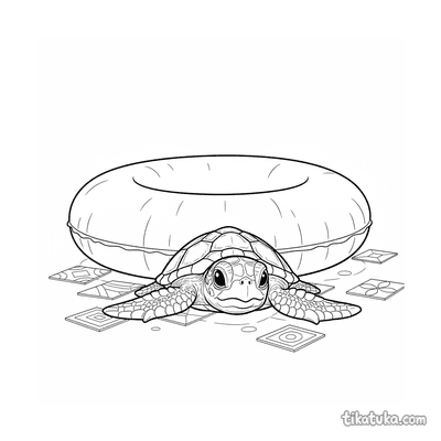Baby Turtle Hiding Under Pool Ring