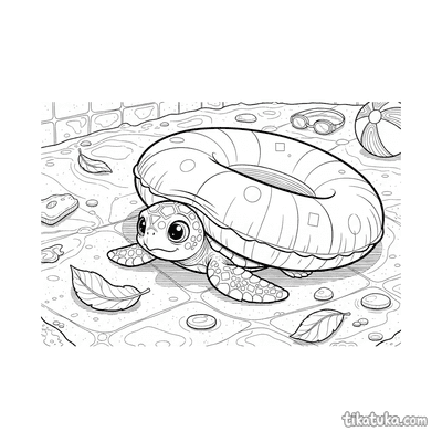 Baby Turtle Under the Inner Tube
