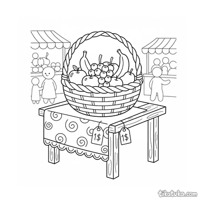 Basket of Fruits at Market Stall