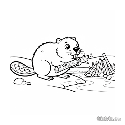 Beaver Carrying a Branch to the Dam