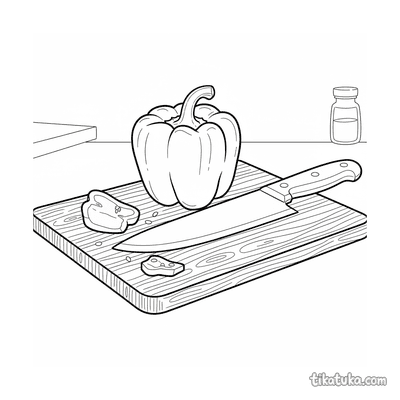 Bell Pepper on a Cutting Board