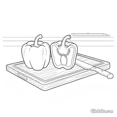 Bell Pepper on a Cutting Board