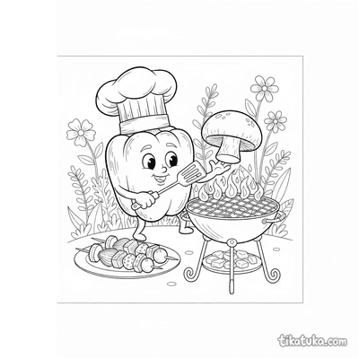 Bell Pepper Chef on the Grill