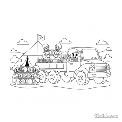 Big Army Truck Unloading