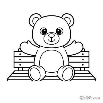Big Teddy Bear on Bench