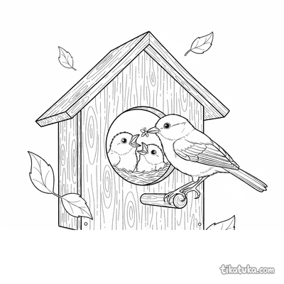 Blue Tit Family in Birdhouse