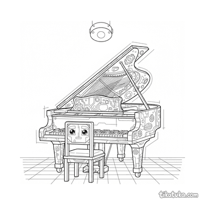 Blueprint Style Grand Piano