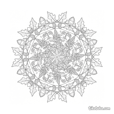 Botanical Fern and Seed Pod Mandala