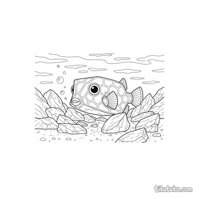 Boxfish Hiding Among Coral Rubble