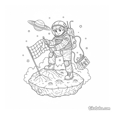 Boy Astronaut on Asteroid