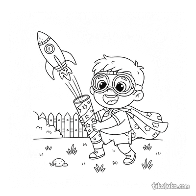 Boy Launching a Cork Rocket