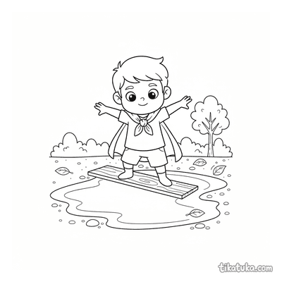 Boy Balancing on Plank