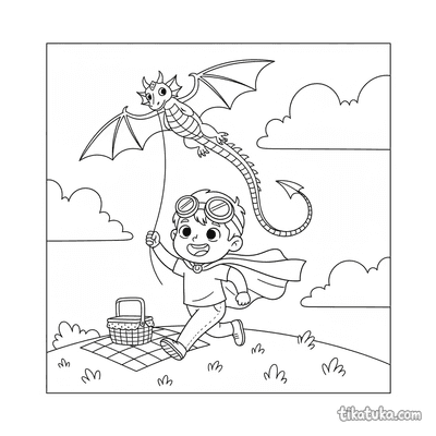 Boy Flying a Dragon Kite