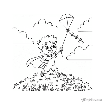 Boy Flying a Kite