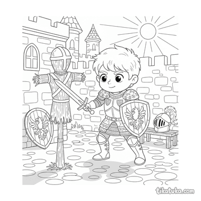 Boy Knight Practicing Swordsmanship