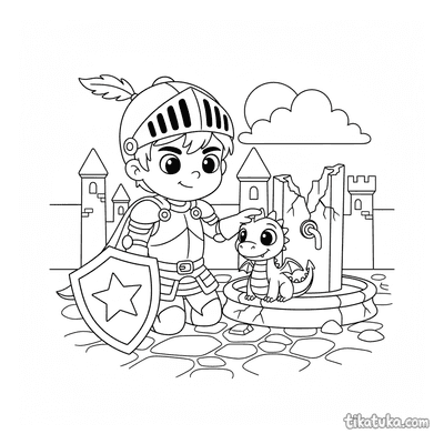 Knight Petting a Dragon Hatchling