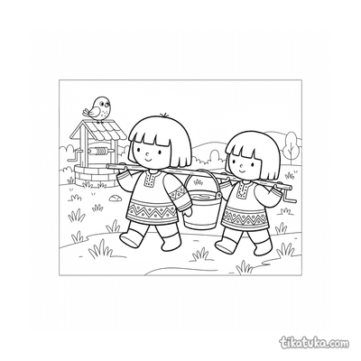 Brother and Sister Carrying Water