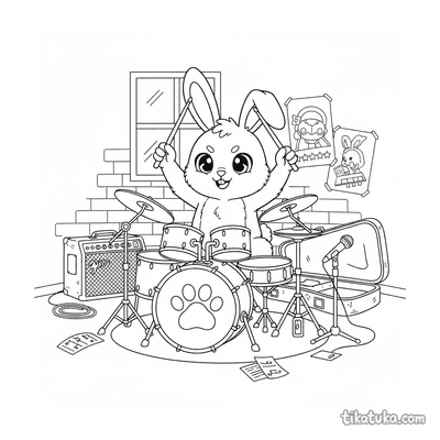 Bunny Drummer in Garage