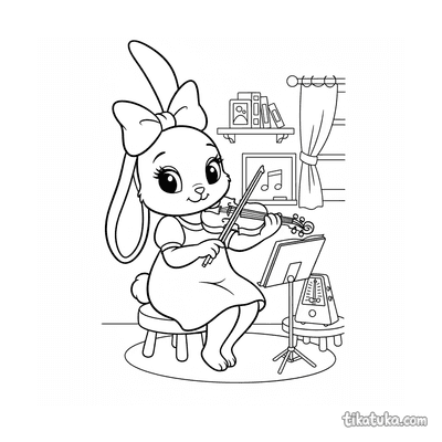 Bunny Music Teacher Tuning Violin