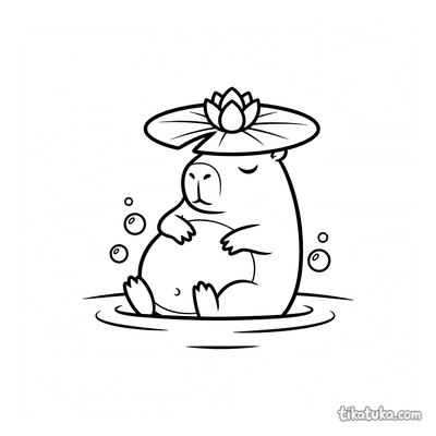 Capybara with a Lily Pad Hat