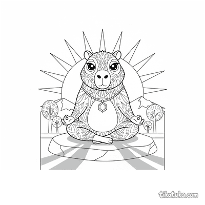 Meditating Capybara at Sunset