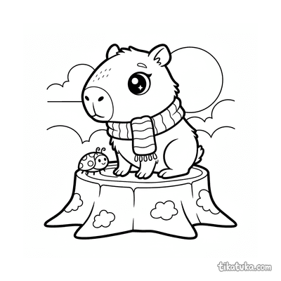 Capybara Pup with Scarf at Sunset