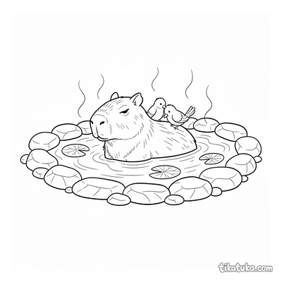 Capybara Relaxing in a Warm Spring