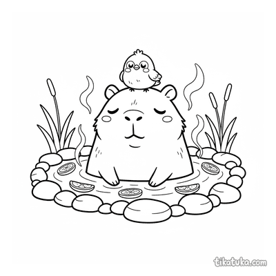 Capybara Relaxing in a Warm Spring