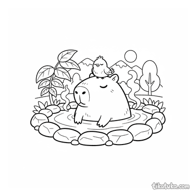 Capybara in Hot Spring